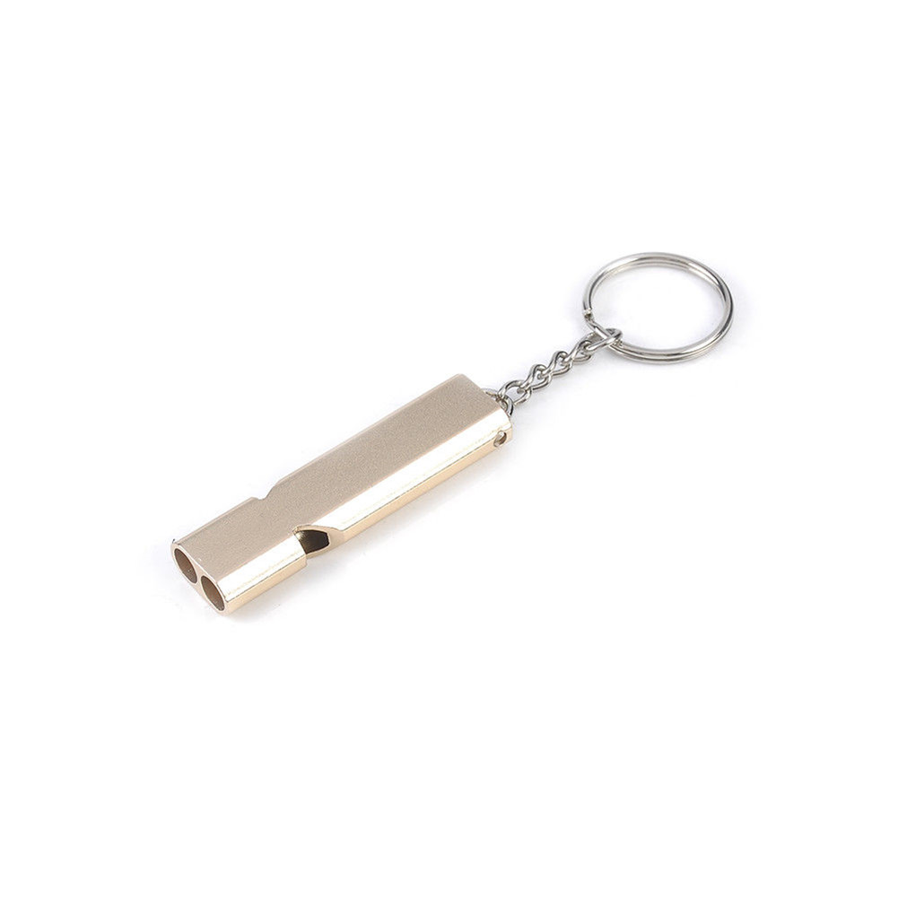 Dual-Tube Outdoor Survival Survival Whistle Equipment,Keychain Pendant Whistle Flat Aluminum Alloy Dual Frequency Survival Whistle